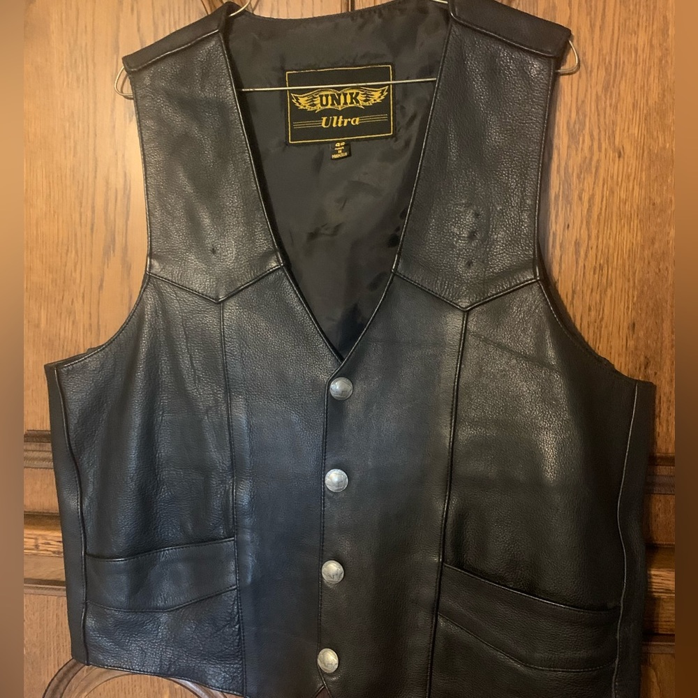 I’ve had this beautiful leather vest since my motorcycle riding days. Worn twice